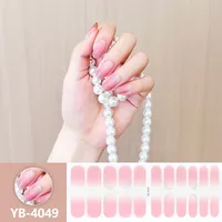 22 autocollants semi-durcis en gel pour ongles, en PU, couleur unie, enveloppes de vernis à ongles longue durée, couverture complète, décoration d'ongles