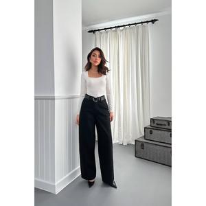 Pantalones Vaqueros Anchos Negros para Mujer al por Mayor, Transpirables, con Estampado Floral, Estilo Casual Holgado Recto, Tallas XL 3XL - Product Image 5