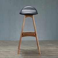 Tabouret de bar commercial moderne en bois massif, mobilier de cuisine haut de gamme avec assise en cuir, vente en gros