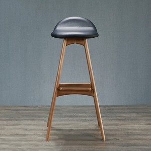 Taburete de Bar Comercial Moderno de Madera Maciza, Mueble de Cocina Alto con Asiento de Cuero, Diseño de Alta Calidad, Venta al Por Mayor - Product Image 1