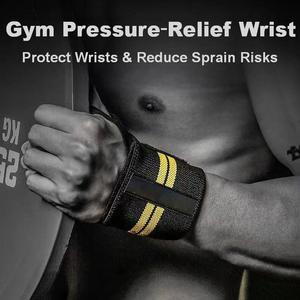 Bandes de poignet en coton rayé de haute qualité, personnalisables, pour la gym, le fitness, le crossfit, les haltères et les mancuernas, avec soutien - Product Image 1