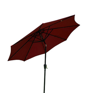 Ombrello da Patio pubblicitario con Logo personalizzato all'ingrosso rosso con luci solari - Product Image 1