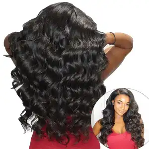 Free Shipping Wholesale Indian/Cambodian Pre-Plucked Hair Wigs Body Wave 5X5 Lace Closure Wig Natural Black Glueless Lace Wigs