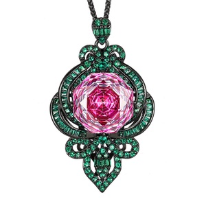 Collar de Cobre Ecológico con Colgante Floral Chapado en Oro Negro y Circonita Cúbica Retro, Diseño Elegante para Mujer, Uso Casual - Product Image 1