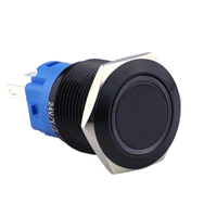 Interrupteur à bouton-poussoir verrouillable en acier inoxydable 19 mm 12V 24V 5A SPDT 1NO1NC étanche avec indicateur LED et prise de câble métallique