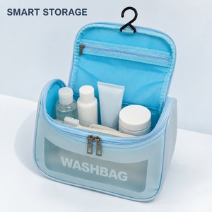Sac de toilette semi-transparent en PU/TPU pour femme, organisateur de voyage suspendu, personnalisable avec logo OEM/ODM, vente en gros - Product Image 4