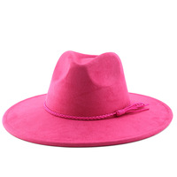 Chapeaux Fedora à large bord rose de haute qualité pour le printemps et l'été, unisexe, en polyester/coton, style plage européen et américain, vente en gros