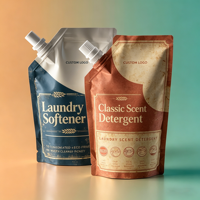 Sachets d'emballage plastique recyclables personnalisés imprimés en flexographie pour détergents liquides avec bec verseur, Doypack autoportant pour lessive