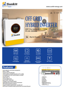 ซันคิท 8.5 กิโลวัตต์ 11 กิโลวัตต์ ระบบไฮบริดแบบออฟกริด |   ระบบตรวจสอบผ่าน WiFi แบบ Dual MPPT 48VDC สำหรับระบบจัดเก็บพลังงานแสงอาทิตย์สำหรับบ้าน/ธุรกิจ รุ่น EM8500T-48L Pro / EM1 - Product Image 6