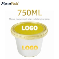 Gobelet alimentaire rond en PP de qualité supérieure avec couvercles, logo personnalisé, pour collations, IML, rangement de friandises, conservation des aliments