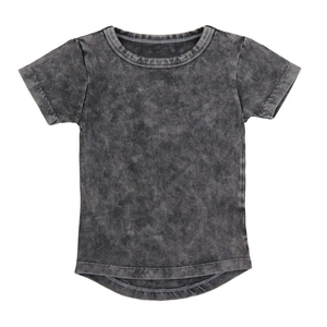 T-shirts côtelés unis à manches courtes pour bébés, unisexe, pour garçons et filles, avec dos long, effet délavé, pour l'été - Product Image 2