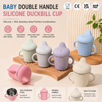 Nouveaux produits : Tasse à bec pour bébé avec acier inoxydable 304 et silicone de qualité alimentaire, double poignée, bec de canard, pour tout-petits