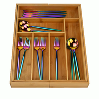Tiroir à couverts extensible organisateur de couverts réglable personnalisé en bois de bambou organisateur d'argenterie pour cuisine bureau maquillage tiroirs de bureau