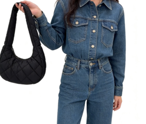 Nouveau sac fourre-tout matelassé brodé pour femme, petit sac à bandoulière zippé, sac à main bouffant style hobo, sac de transport, sac à main matelassé imperméable - Product Image 3