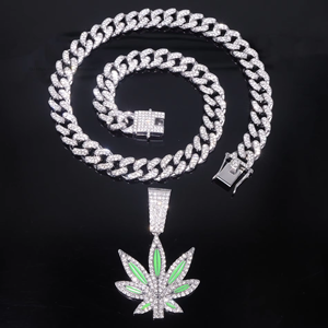 Unisex Trendy Full Necklace Small Maple Leaf Pendant New Oil Painting <b>Silver</b> Fashion Jewelry Personalized Pattern - Product Image 5