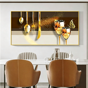 Nouvelle Décoration de <span class=keywords><strong>Restaurant</strong></span> 2026 : Tableau Mural Moderne de Luxe en Porcelaine Cristalline Abstraite, Peinture Couteau <span class=keywords><strong>Fourchette</strong></span> Verre à Vin - Product Image 6