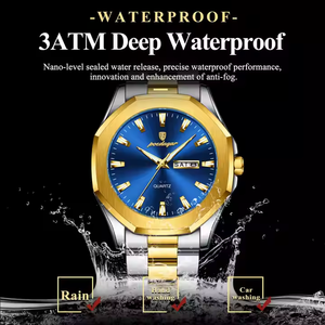 Poedagar 875 New Fashion Men's Quartz Watch with Stainless Steel <b>Case</b> Water Resistance Luminous Display Date Indicator Oval - Product Image 4