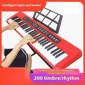 Bàn phím đàn piano kỹ thuật số 61 phím phản ứng cảm ứng màn hình LCD Màu Đỏ bề mặt di động gắn thiết bị thợ điện cơ quan điện tử - Product Image 6