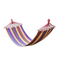 Hamac à barre de fixation en toile de coton rayée pour extérieur, jardin, patio, camping