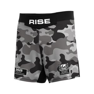 Shorts MMA BJJ à motif camouflage, sans velcro, séchage rapide, design structuré, ourlet fendu sur le côté pour l'entraînement martial - Product Image 1