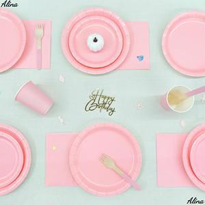 Vajilla Desechable de Color Liso DAMAI, Color Rosa Bebé, Artículos para Fiestas, Cumpleaños, Eventos, Campamentos, Decoración de Mesa, Servilletas de Papel, Vasos, Platos - Product Image 3