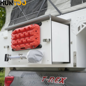 Huntoo Camper de camion tout aluminium robuste et pliable |   <span class=keywords><strong>Tente</strong></span> de toit rigide avec rangement latéral - Product Image 5