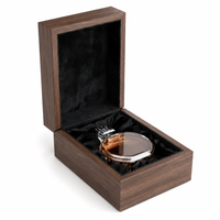 Boîte à parfum en bois de noyer massif naturel avec couvercle à charnières et doublure en satin noir, étui d'emballage pour parfum, pour collection de cadeaux
