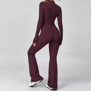 Mono de yoga de manga larga para mujer, body de entrenamiento de alta sujeción, mono de gimnasio sin costuras, ropa deportiva - Product Image 3