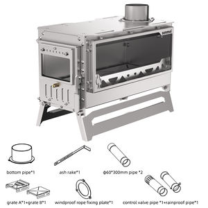 שריפת עץ רב-דלק ניידת נירוסטה מחנאות אוהל אריזת אחורי כיריים עיצוב מינימליסטי כסף לסיים כל עונות השימוש - Product Image 2