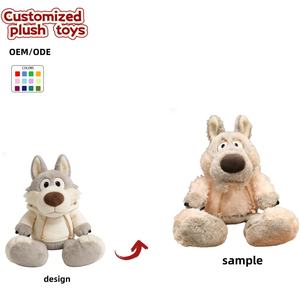 Peluche loup personnalisée OEM/ODM - Couleurs et motifs personnalisables, loup en peluche personnalisé avec fourrure moelleuse pour cadeaux - Product Image 1