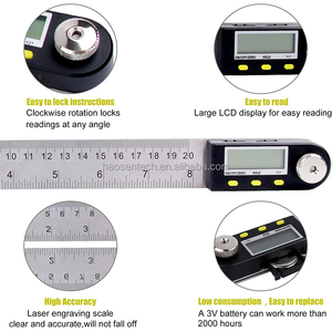 Xách tay thép không gỉ góc cai trị điện tử có thể điều chỉnh LCD hiển thị góc L vuông - Product Image 3