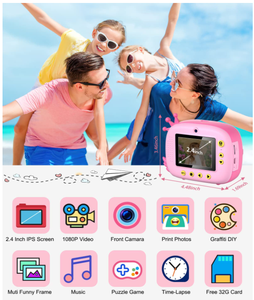 Cámara de impresión térmica para niños y niñas, juguetes de cámara Digital de dibujos animados, Mini cámara de impresora instantánea HD - Product Image 2