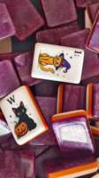 Jeu de Mahjong américain de luxe sur le thème d'Halloween effrayant pour le poker, avec des tuiles en acrylique imprimées de maisons hantées, de monstres, de sorcières et de chats
