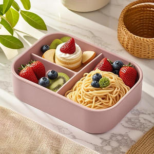 <b>Plastic</b> Divided Lunch <b>Box</b> For Kids Student Microwave Portable Large Capacity Sealed Bento <b>Box</b> With Handle - Product Image 4