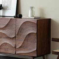 Console en bois massif de noyer de style vintage, conçue par des designers, écologique, durable, multi-styles, séparateur de salle à manger, rangement central