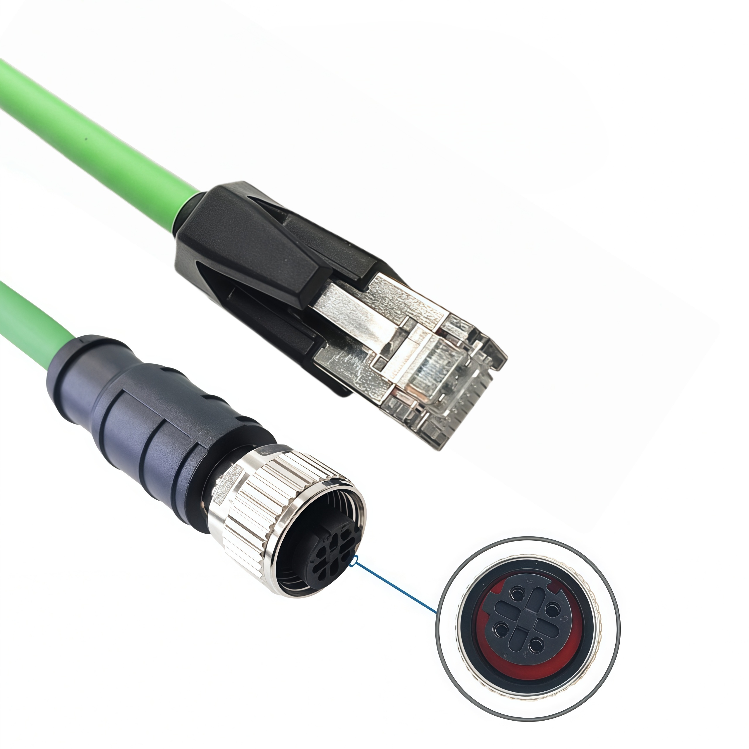 M12 vers RJ45D type 4 conducteurs femelle 2m