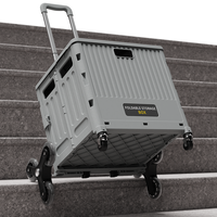 Vente en gros de caddie commercial pliable à 4 roues, chariot à bagages pliable en plastique, chariot de rangement pliable, chariot