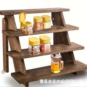 Wooden multi-tiered shelving <b>unit</b>, paulownia wood display rack, desktop <b>storage</b> rack, wooden tiered flower stand, <b>storage</b> rack - Product Image 1