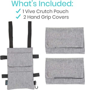 Bolsa de Almacenamiento para Muletas y Bastones, Ligera, con Bolsillos, Color Negro/Gris, para Piernas Fracturadas, Muestra Gratis - Product Image 2