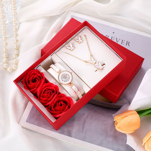 Ensemble de montres pour filles, ensemble de quatre pièces, papillon, fleur éternelle, cadeau d'anniversaire, en stock, à quartz, cadeau de la Saint-Valentin, 2024 - Product Image 5