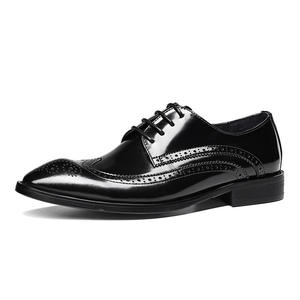 New Style Three-dimensional Square-toe Letter-engraved Fashionable Stylish Gentleman Leather Business Formal Men's <b>Shoes</b> Massage - Product Image 4