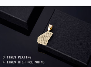 Kustom 925 perak murni liontin peta Hip Hop es zirkon emas mawar Platinum menyelesaikan <span class=keywords><strong>Georgia</strong></span> terukir jimat berlian - Product Image 3