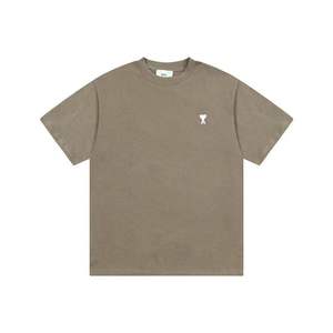 Camiseta AMI de moda con logo pequeño bordado, cuello redondo, manga corta, holgada, informal, para hombre y mujer, combina con todo, para verano. - Product Image 4