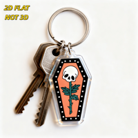 Porte-clés en acrylique Rose Coffin, design gothique orange et noir, breloque transparente double face, accessoire de mode alternatif