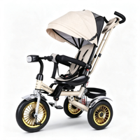 Poussette tricycle élégante pour bébé, en alliage d'aluminium, couleur personnalisée, auvent pliable, cadre léger, sécuritaire pour les enfants, capacité de charge de 15 kg