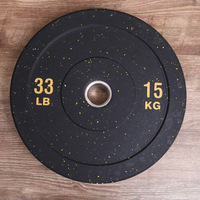 Disques de musculation en caoutchouc intégral avec points de couleur, anneau en acier inoxydable pour l'entraînement en force en salle de sport commerciale et à domicile