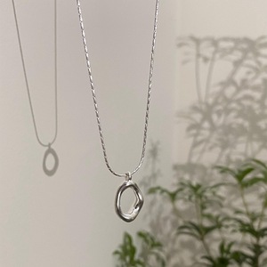 S925 Sterling Silver Geometric <b>Necklace</b> Irregular <b>Ring</b> Pendant 405cm Chain Gift Jewelry - Product Image 4