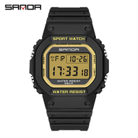 Montre de sport SANDA 2107 pour garçons, noire, numérique, lumineuse, avec calendrier, étanche, bracelet en caoutchouc, luxe, bracelet en céramique et cuir, ODM