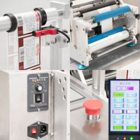 Applicateur d'étiquettes semi-automatique pour contenants cylindriques, compatible avec l'étiquetage des bouteilles coniques pour les lignes de production de produits chimiques quotidiens
