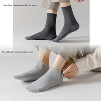 Chaussettes mi-mollet pour hommes en fibre de bambou douce, absorbantes, respirantes, noires, style business décontracté, export